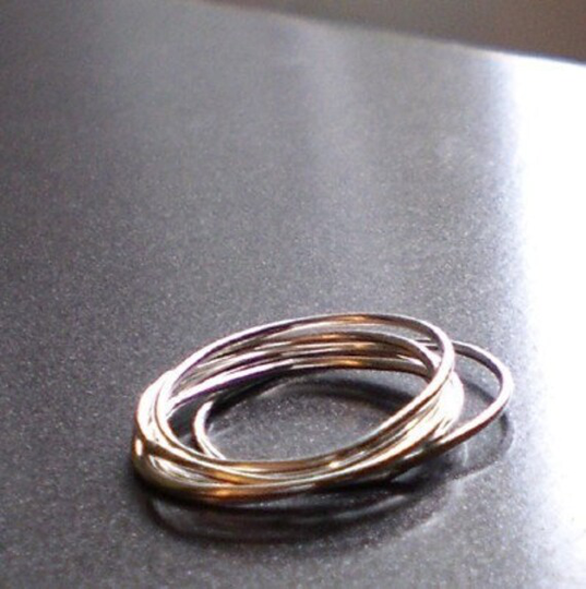 Simply Skinny Stacked Organic Rustic Sterling Silver Rings - Set Of 6
