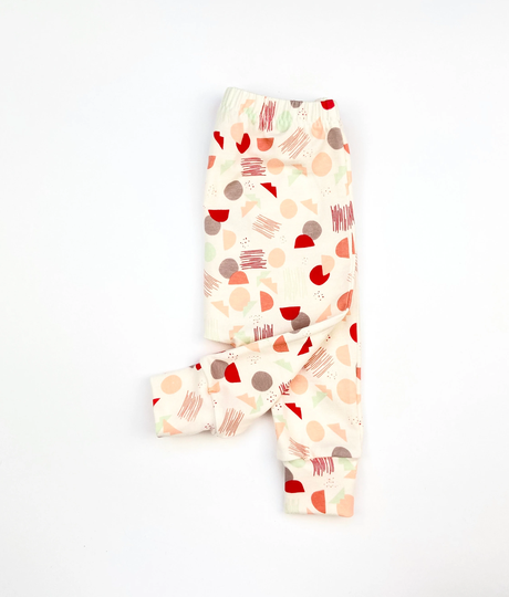 Organic Pink Shape Pattern Leggings. Harem Pants For Baby. Baby Gift. Newborn Clothes. Leggings in Designer Fabric