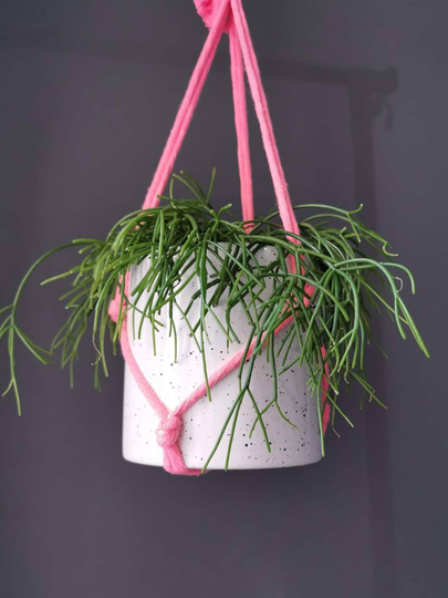 Simple Minimalist Macrame No Tassel Hanging Plant Holder, Indoor Hanger Mother's Day Gift UK