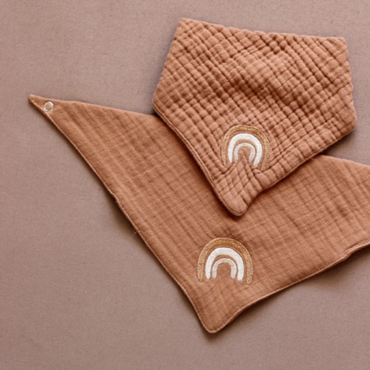 Baby Bib Organic Cotton Muslin Cappuccino