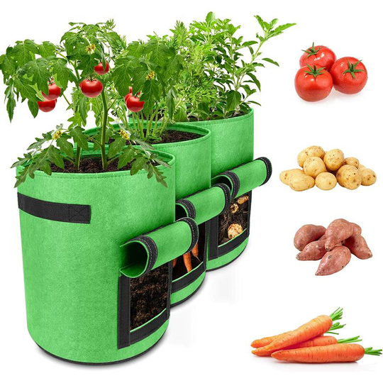 2 Pcs Potato Planting Bag, 7 Gallon Nonwoven Garden Planting Bag, Potato Bag with Window and Handle, Large Vegetable Sack for Strawberries, Tomatoes,