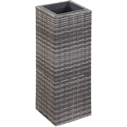 Asupermall - Garden Raised Bed 28x28x80 cm Poly Rattan Grey