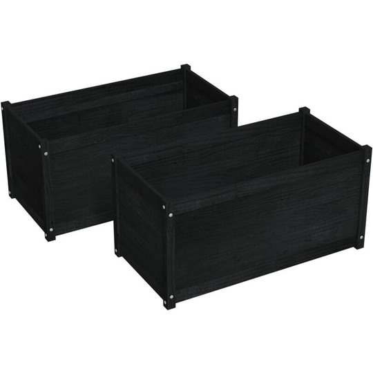 Vidaxl - Garden Planters 2 pcs Black 100x50x50 cm Solid Pinewood Black