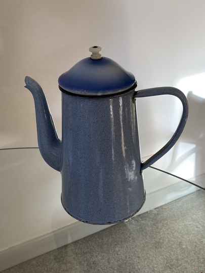 1950S French Enamel Pot Garden Planter Watering Can Vintage Country Kitchenalia Display