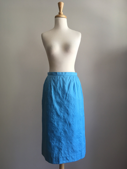 Vintage Powder Blue Pencil Skirt - Small Medium