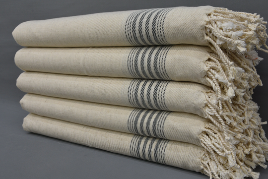 Organic Linen Towel, Kitchen Wedding Gift Turkish Hand Black Striped Design 20"x36