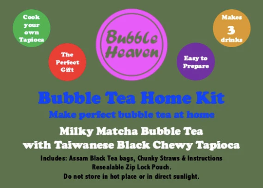 Milky Matcha Bubble Tea With Taiwanese Black Chewy Tapioca Boba Pearls