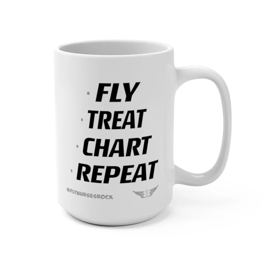 Fly Treat Chart Repeat 15Oz Air Medical Coffee Mug