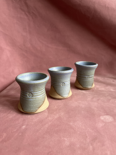 Vintage Stoneware Set Of 3 Egg Cups