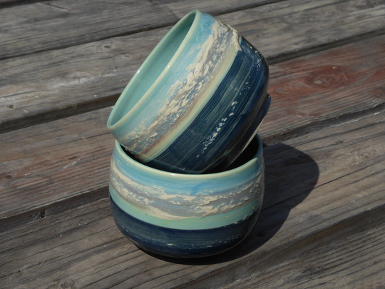 Cloudy Glassy Morning Tea Bowl Series Version 2, Matcha Bowl, Fruit Cereal Handmade in Ca