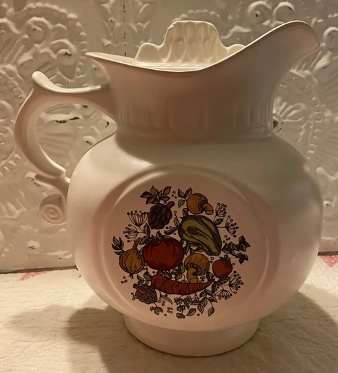 Vintage Mccoy #202 Spice Delight Pattern Pitcher Shaped Cookie Jar Cover 9