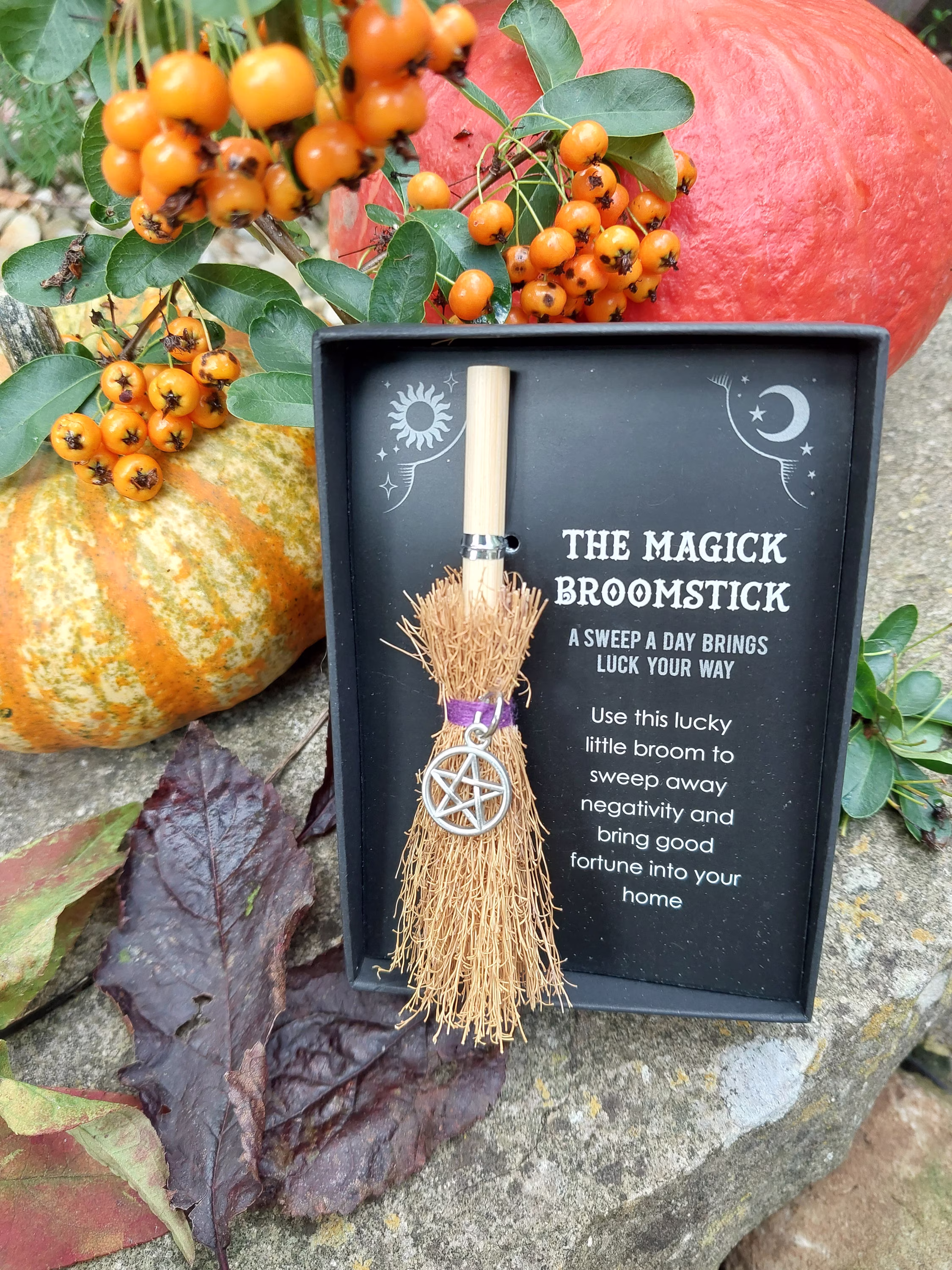 Mini Witches Broomstick Luck Charm Altar - Wicca Pagan Rituals Charms Occult Herbs Gift