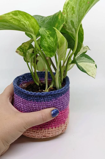Boho Crocheted Plant Pot // Basket For House Plants Holder