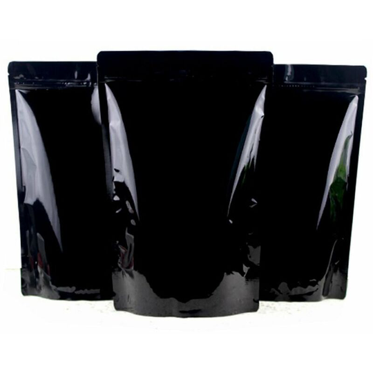 Pack of 12 black referable zip mylar sacks aluminum paper sacks with locking zip closure