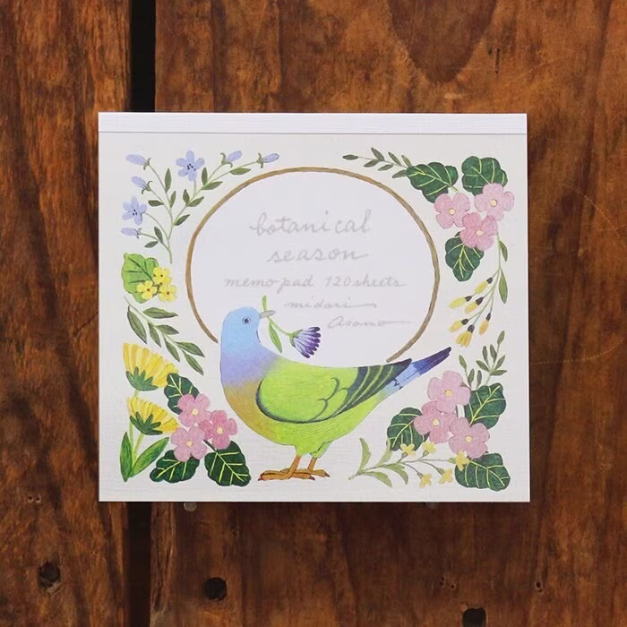 120Pcs Botanical Season Memo Block, Flower Birds, Cozyca, Midori Asano Illustration Notepad, Stationery Paper For Letters & Journal