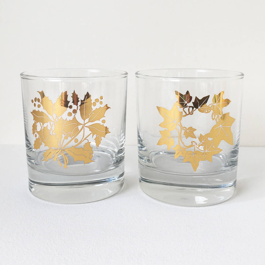Seasonal Holly And Ivy Glasses Set Of Two