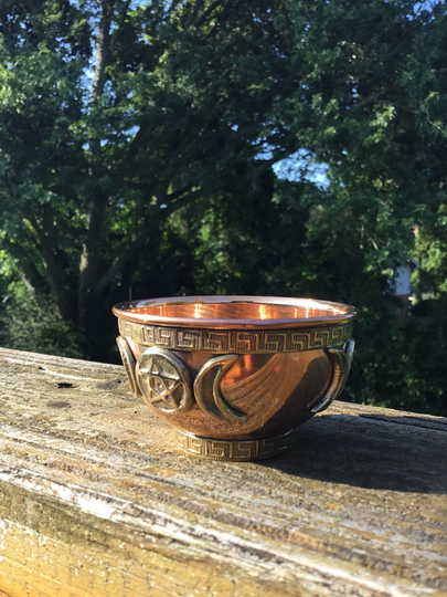 Triple Moon Copper Bowl, Smudging Offering , Altar Bowl