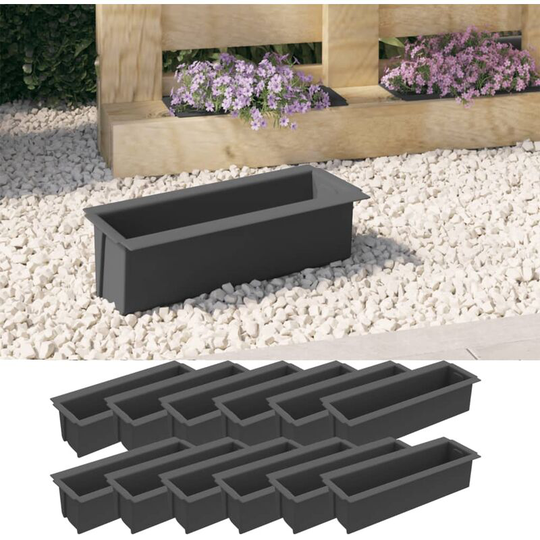 Vidaxl - Flower Boxes for Euro Pallets 12 pcs Grey 36x13.5x9.5 cm pp Grey