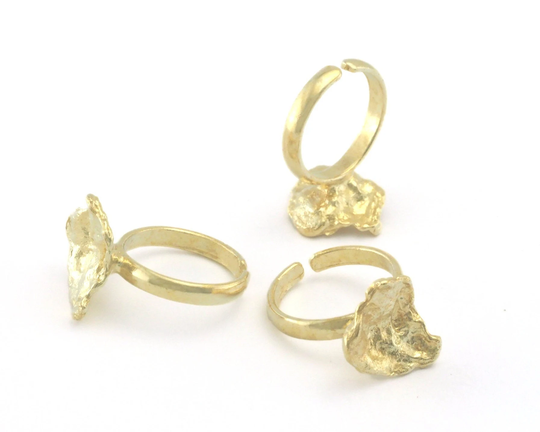 Leaf Adjustable Ring Organic Shape Raw Brass | 6 - 8Us Inner Size Oz4344