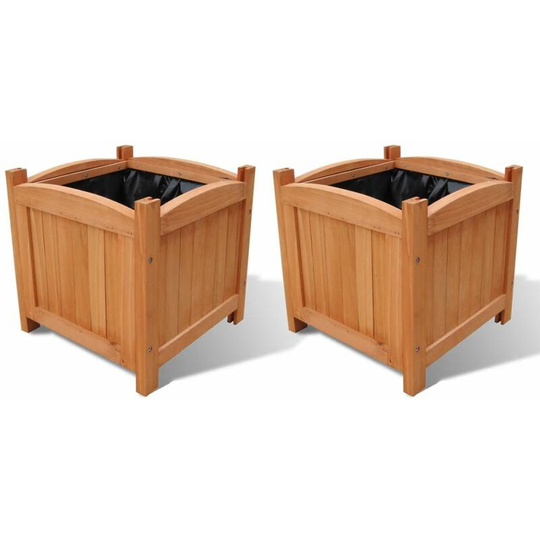 Topdeal - Wooden Raised Bed 30 x 30 x 30 cm Set of 2 VDFF26447_UK