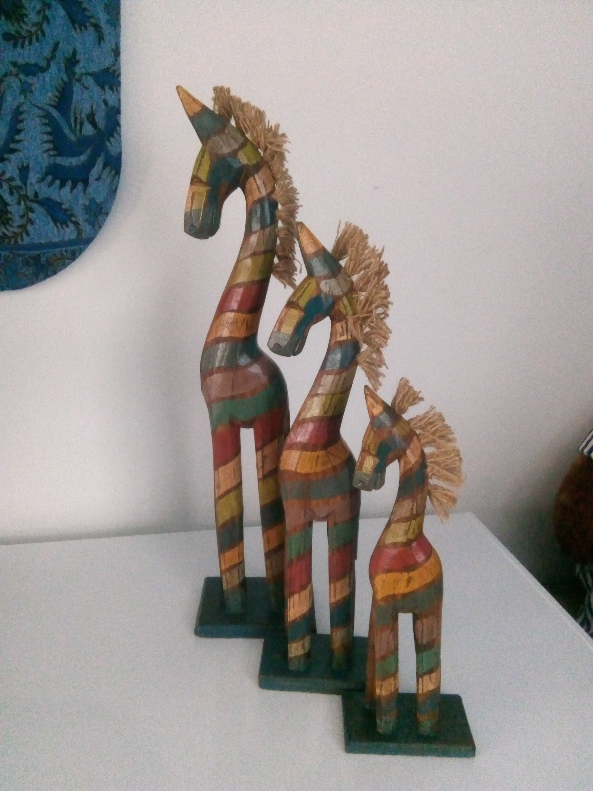 Handcrafted Set Of 3 Striped Horses 50, 40, 30cm