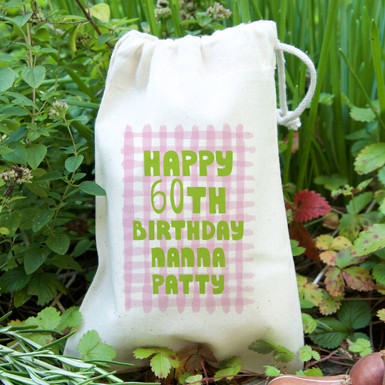 Personalised Gingham Seed Gift Bag