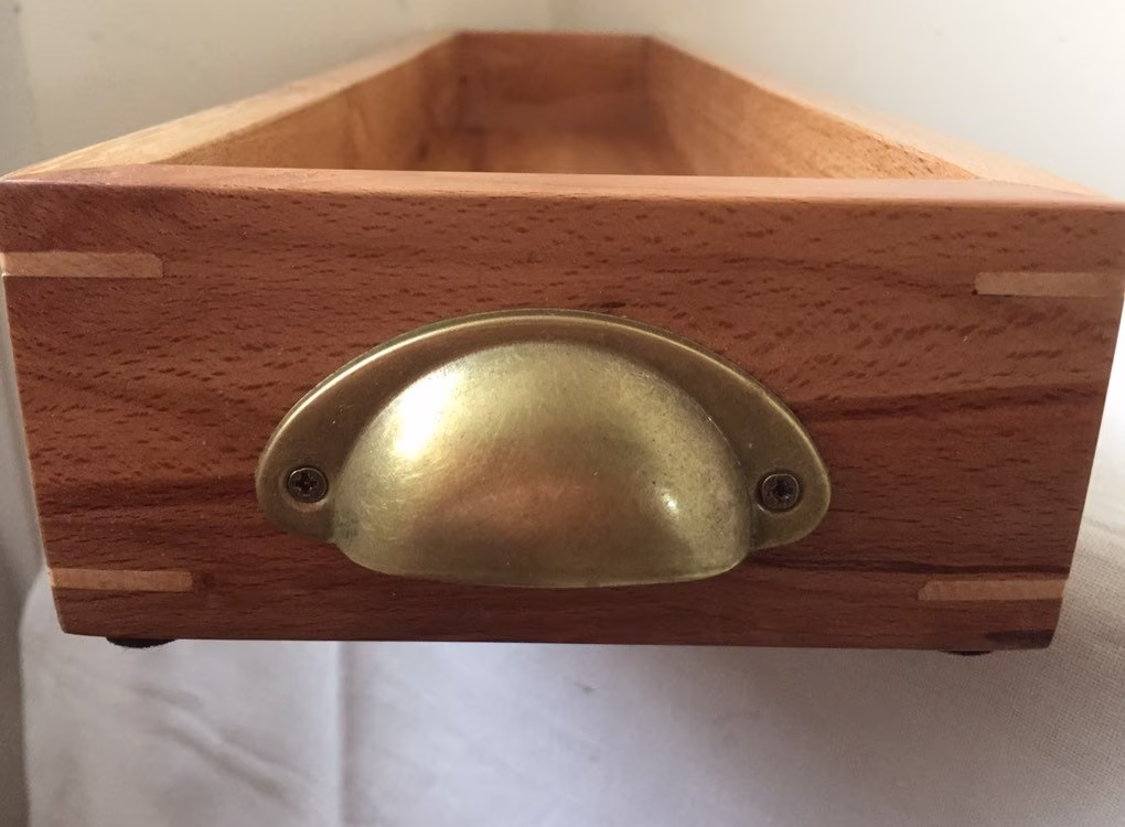 Wooden Table Centrepiece Handmade Reclaimed Solid Hardwood Waxed Trough/Candle Box /Herb Planter/Home Decor Brass Handles Gift