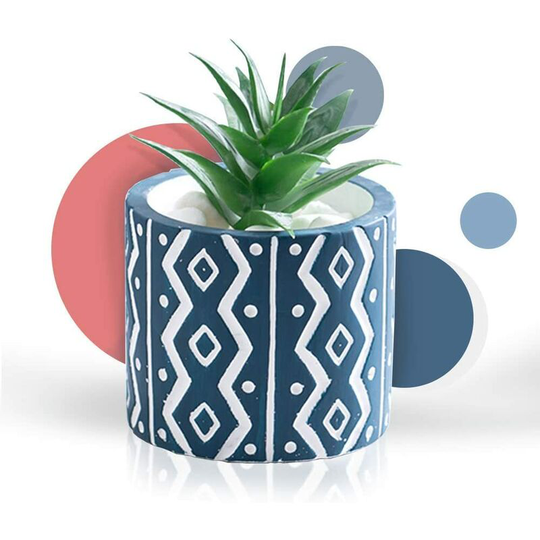 Echoo - Flower Plant Pot - 4.7' Cement Pots with Drain Hole Modern Decorative for Indoor Planters