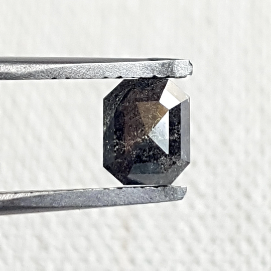 6.4mm/1.04Ctw Clear Black Emerald Cut Salt & Pepper Rose Loose Diamond, Faceted Flat Back Diamond For Ring, Dds711/6