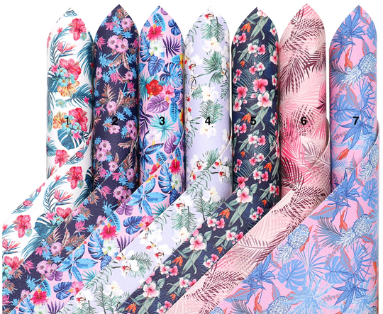 Tropical Florals & Ferns Faux Leather Sheets Great For Crafts Thefabricdude