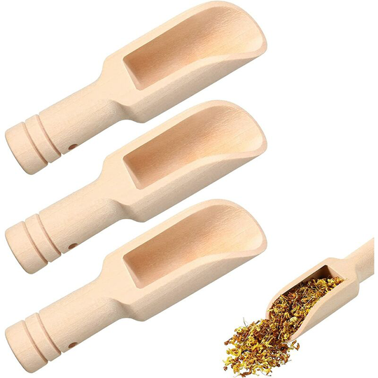Set of 3 Mini Wooden Spoons, Mini Bath Salt Spoons, Wooden Candy Spoons for Salts, Honey, Spices, Sugar, Ice Cream, Essential Powder