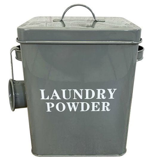 Laundry Powder Storage Tin in French Grey