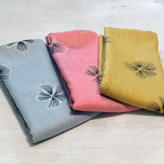 Metallic Hibiscus Print Scarf