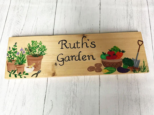 Vegetables & Herbs, Greenhouse Sign, Personalised Garden Wooden Plaque, Grow Your Own, Potting Shed Vegetables, Gardeners Gift