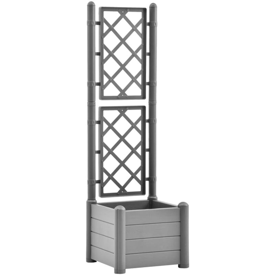 Garden Planter with Trellis 43x43x142 cm pp Stone Grey Vidaxl Grey