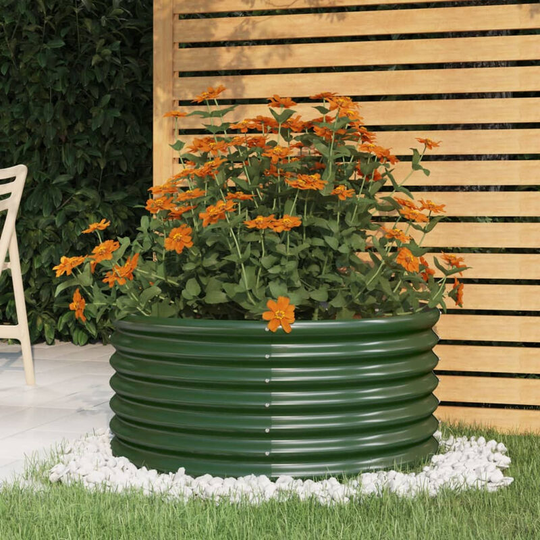 Asupermall - Garden Planter Powder-coated Steel 80x80x36 cm Green