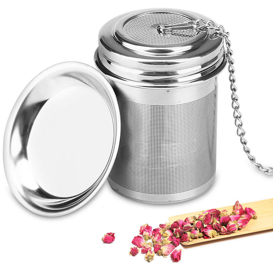 Tea Infuser Set of 2, Extra Fine Mesh Tea Strainer, 18/8 Stainless Steel Tea Infuser with Extended Chain Hook for Infusing Loose Leaf Tea, Spices and