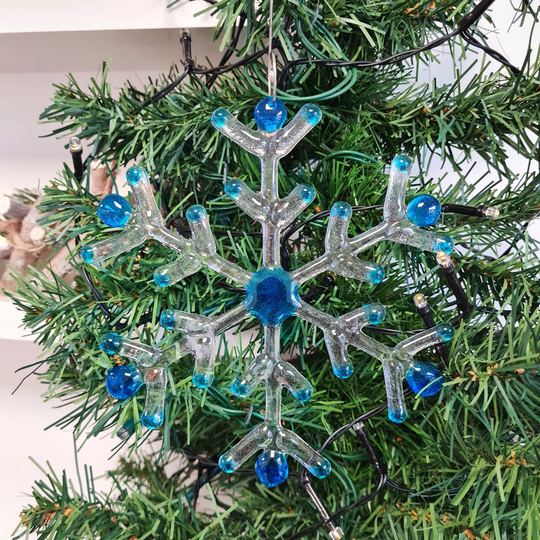Large Glass Snowflake Christmas Ornament Decoration, Various Colours, Handmade Fused Glass, Unique Gift For Home, Seasonal Decor