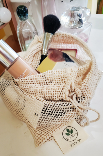 Makeup Bag |Reusable | Storage |100% Organic Cotton Bag| Cosmetics Organizer| Mesh Bag| Gift Mother's Day