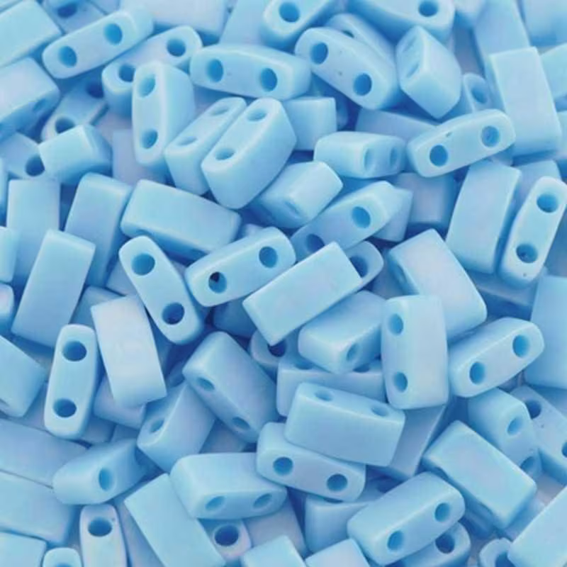 Seed Beads-5mm 1/2 Cut Tila-413Fr Matte Opaque Turquoise Blue Ab-Miyuki-7 Grams