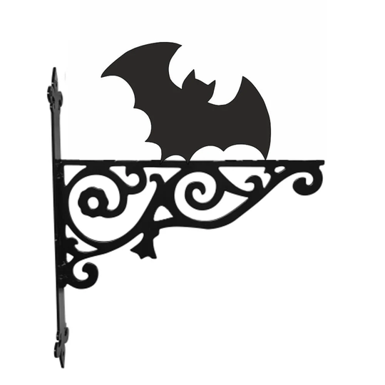 Bat Ornamental Hanging Bracket - Contemporary Basket Wall Mounted Decorative Garden Black