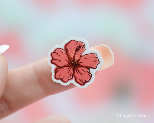 Small Hibiscus Tropical Flower Sticker Cute Vinyl Mini Phone Case Stickers Tiny Waterproof