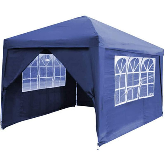 3x3m Garden Gazebo Marquee Tent with Side Panels, Fully Waterproof, Powder Coated Steel Frame for Outdoor Wedding Garden Party, Blue