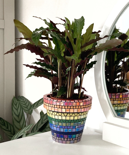 Handmade Large Rainbow Mosaic Indoor | Outdoor Plant Pot Home Decor Gift Idea Planter