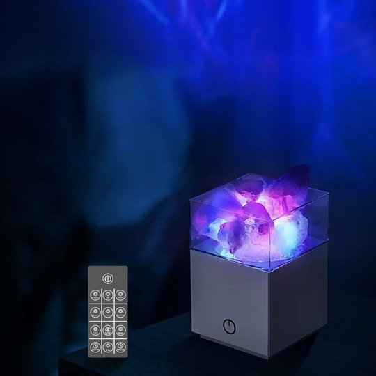 Benobbykids - Salt Lamp Projector Lamp, Himalayan Pink Salt Rock Lamp with Remote Control, 3 Colors Plug In Night Light, Purify Air, Release Negative