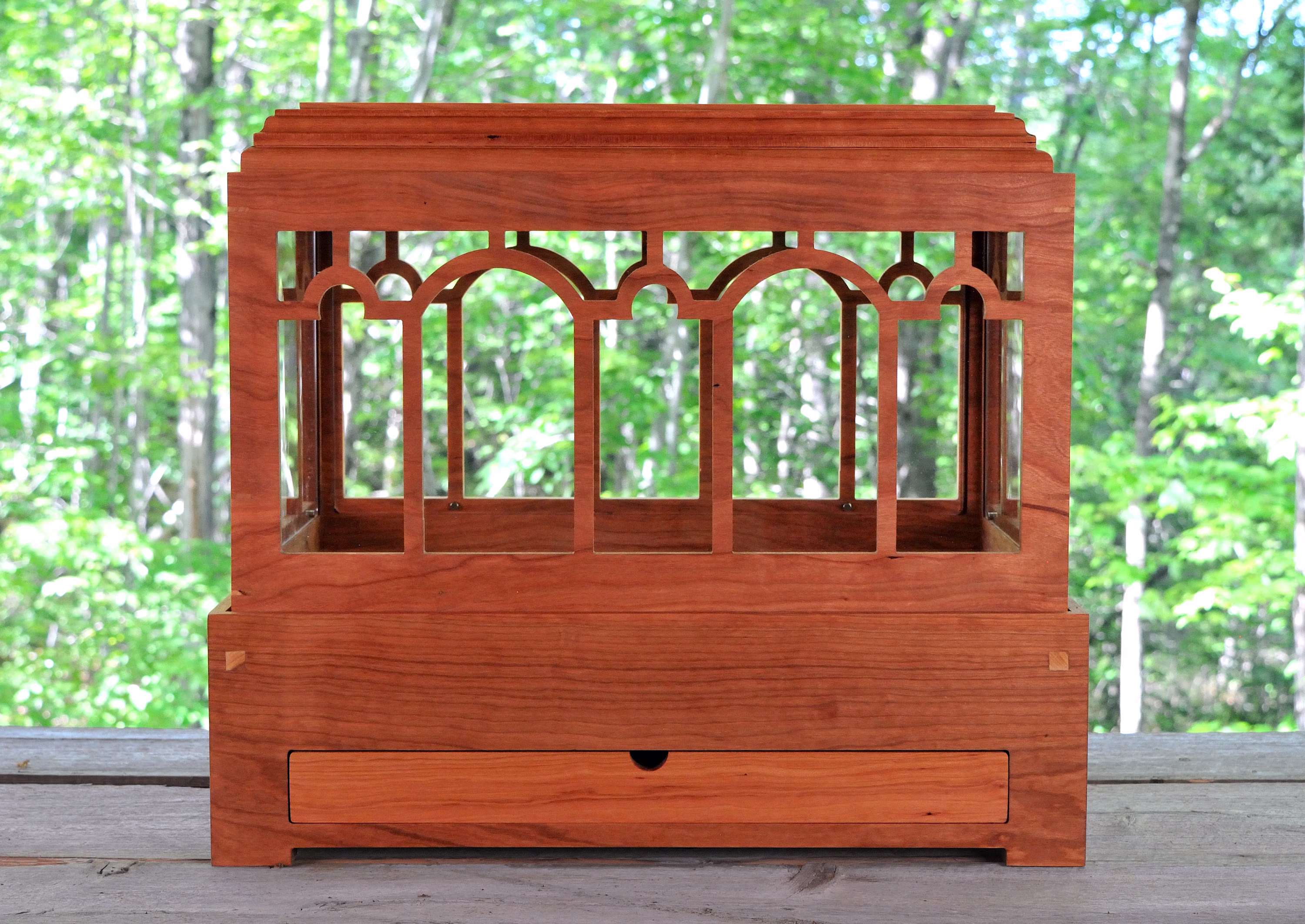 Solid Cherry Wardian Case With Drawer, Terrarium For Plants, Succulents, Or Herbs