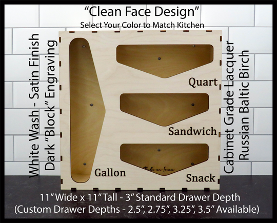 Snack Bag Organizer White Wash | Assembled - Plastic, Wood, Wooden, Baggy, Gallon, Sandwich, Baggie, Kitchen, Storage, Quart, Organizer
