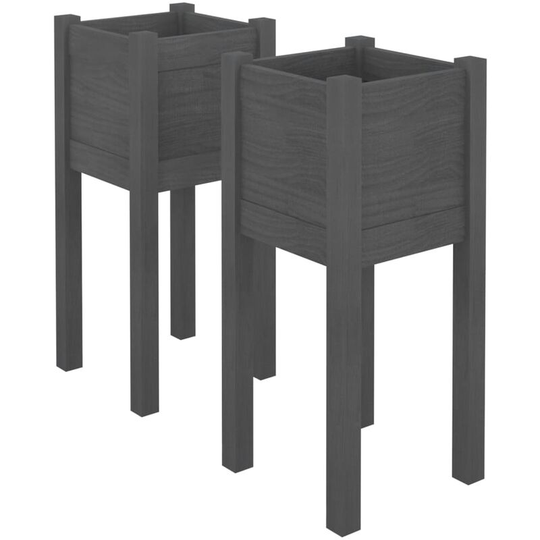 Vidaxl - Garden Planters 2 pcs Grey 31x31x70 cm Solid Pinewood Grey