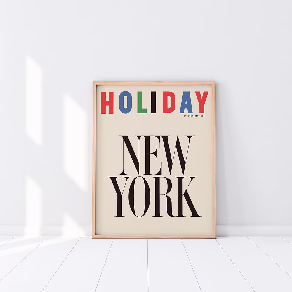 1959 New York Holiday Mid Century Modern Magazine Poster Print Herb Lubalin Typography Paul Rand Alvin Lustig Nyc Brooklyn 뉴욕 Bauhaus ニューヨーク