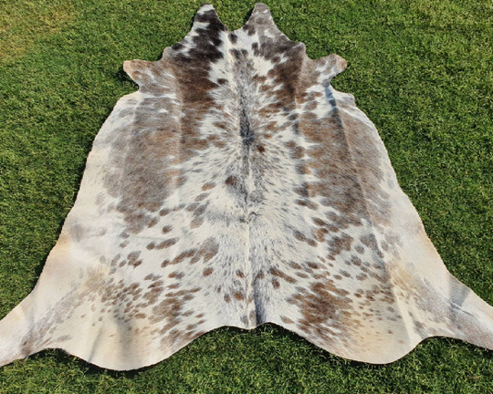 Gray & White Cowhide Rug , Salt Pepper - Natural Cowskin Rugs Leather Rugs For Bedroom